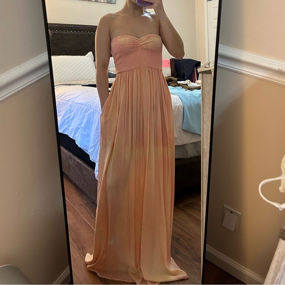 O’Neill strapless, tie-dye orange maxi dress with pockets Fair condition M - Picture 1 of 15